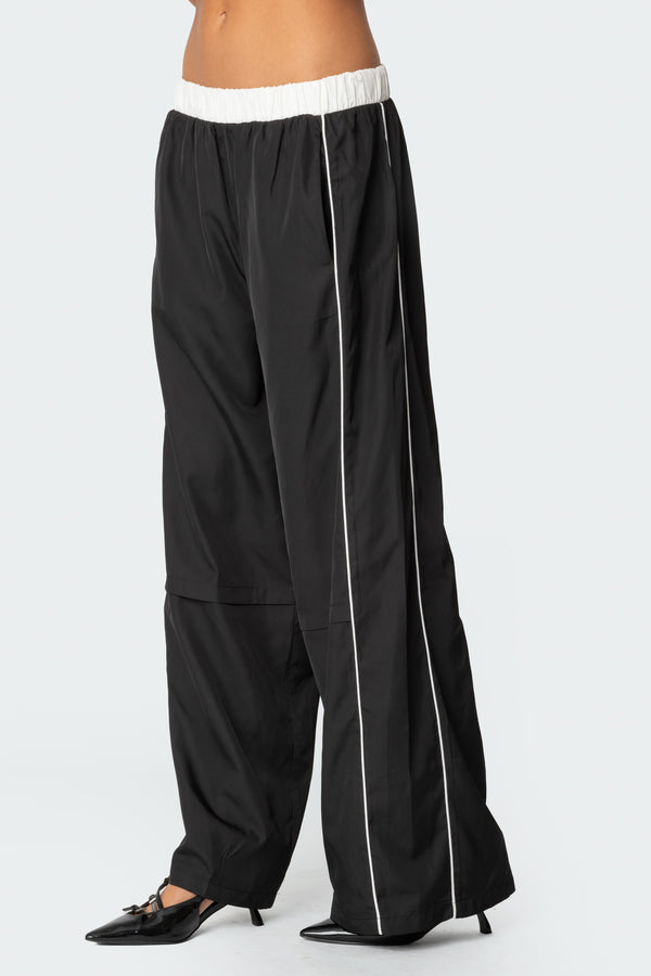 Edikted Ofir Nylon Track Pants Black And White