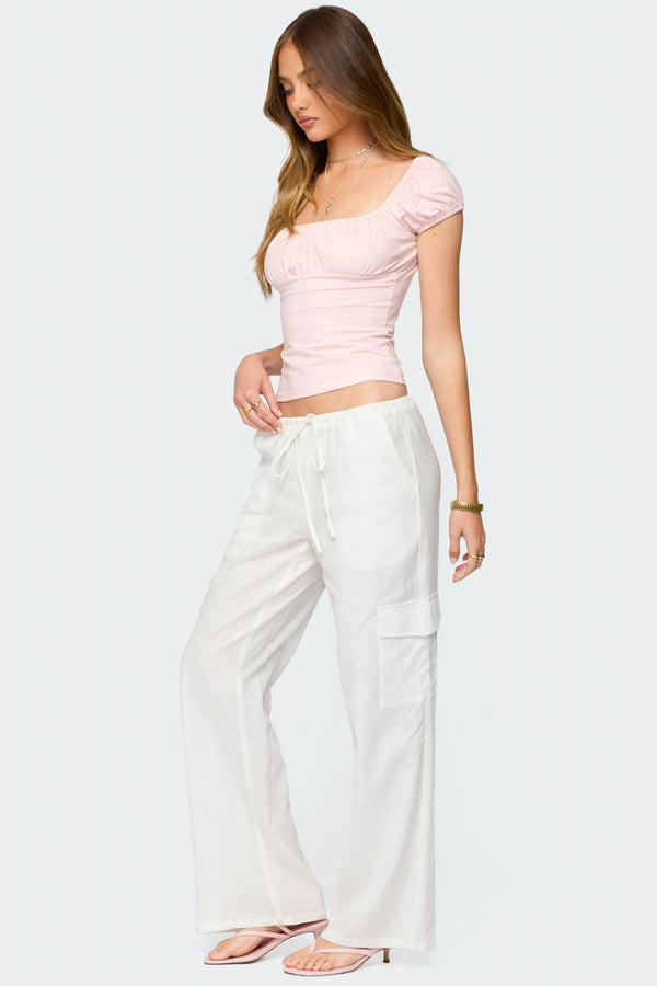 Edikted Oleana Gathered Bust Top Light Pink