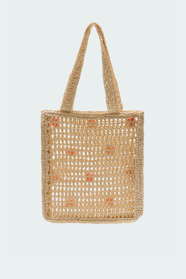 Edikted Oopsy Daisy Crochet Tote Bag Beige