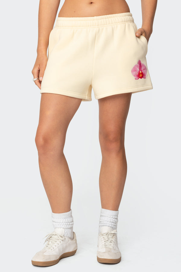 Edikted Orchid Babe Sweat Shorts Yellow