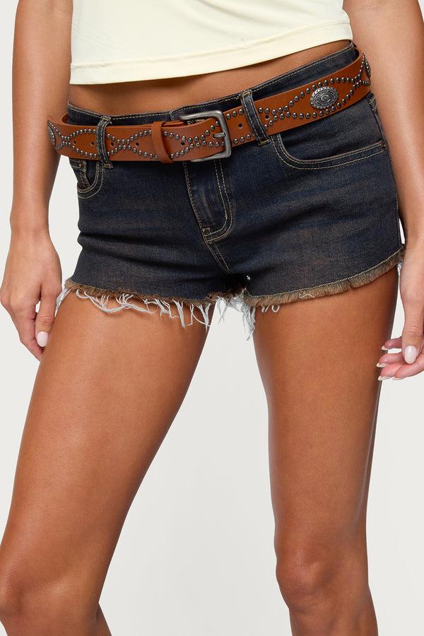 edikted Orion Studded Faux Leather Belt brown