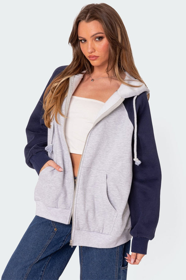 edikted Oslo Zip Up Hoodie gray melange