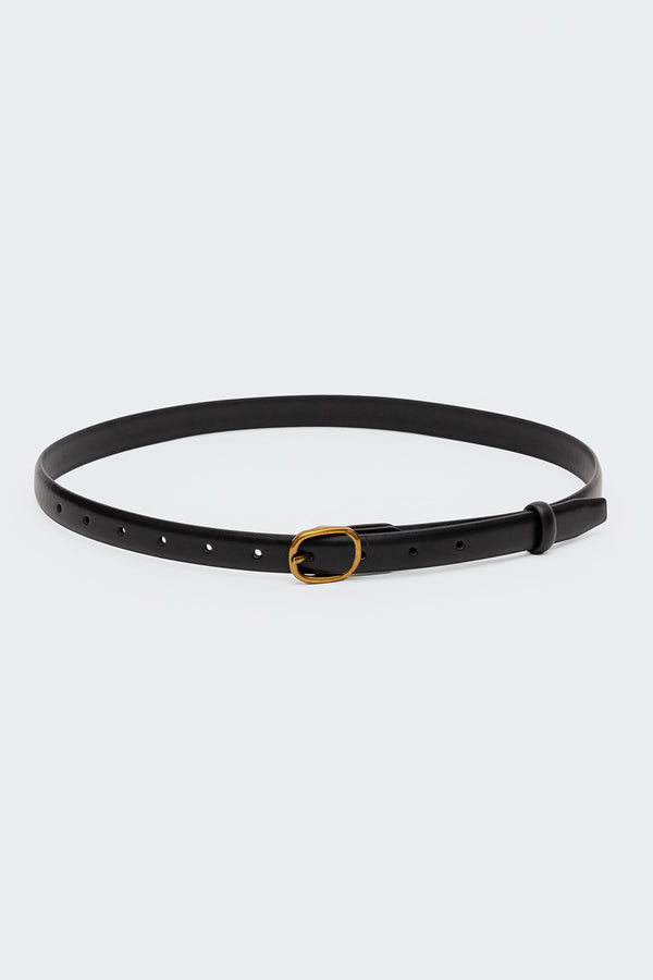 Edikted Oval Buckle Faux Leather Belt Black