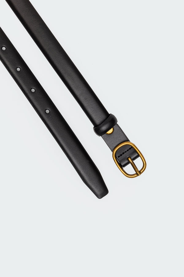 Edikted Oval Buckle Faux Leather Belt Black