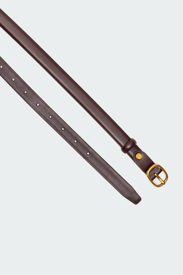 Edikted Oval Buckle Faux Leather Belt Brown