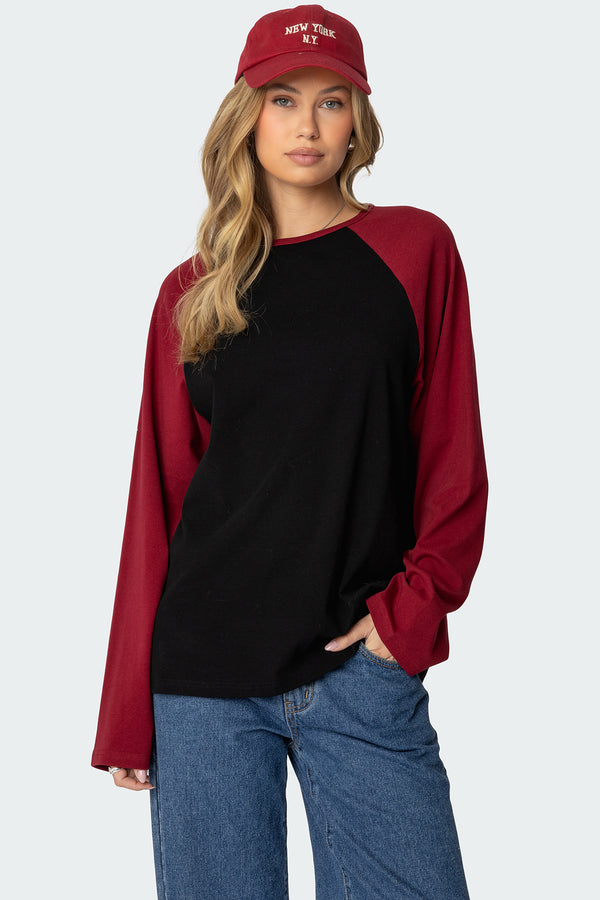 edikted Oversized Raglan Long Sleeve T Shirt black