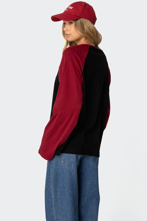 Edikted Oversized Raglan Long Sleeve T Shirt Black