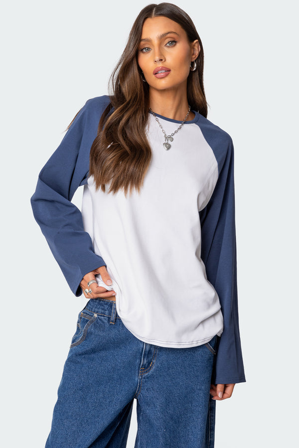 edikted Oversized Raglan Long Sleeve T Shirt white