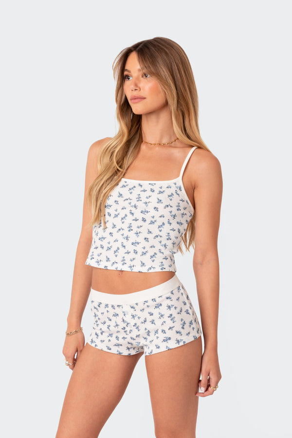 Edikted Pamper Waffle Tank Top White