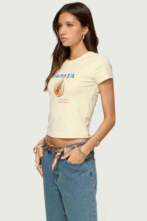 Edikted Papaya T Shirt Yellow