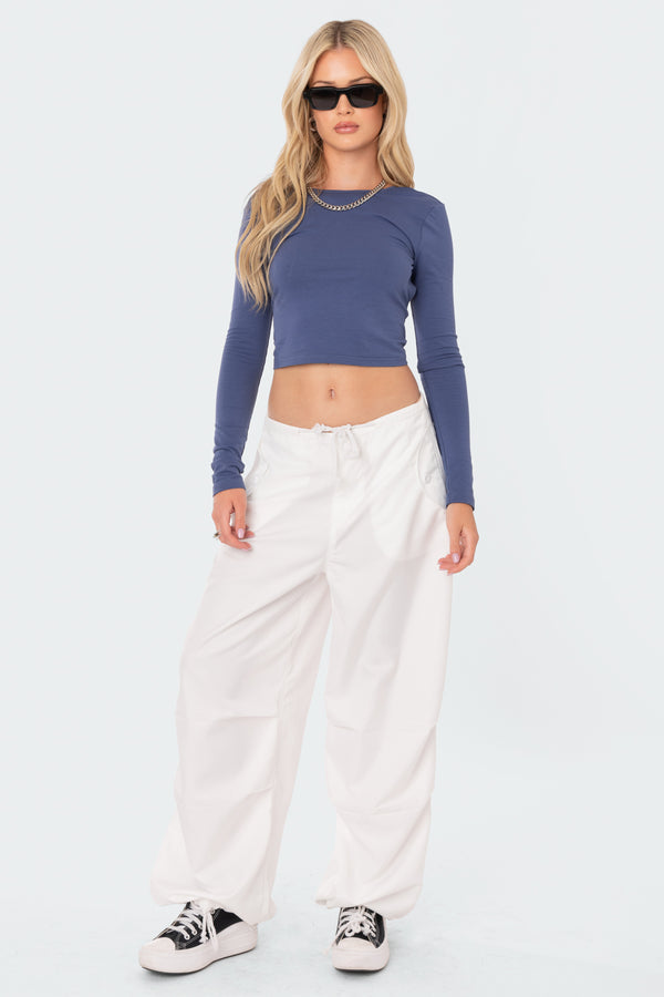 edikted Parker Nylon Cargo Pants white