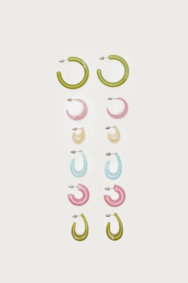 edikted Pastel Hoop Earrings Pack mix
