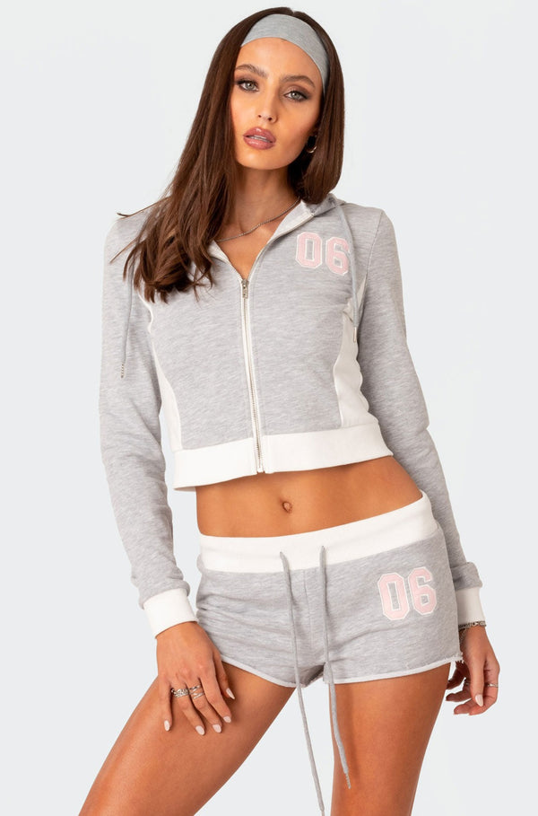 edikted Pat Zip Up Hoodie gray melange