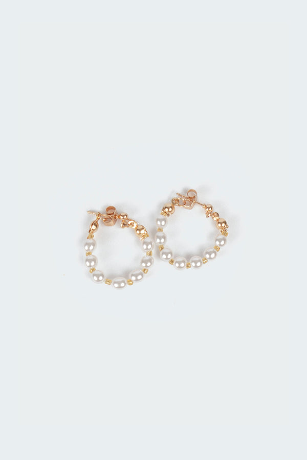 Edikted Pearl Hoop Earrings Gold