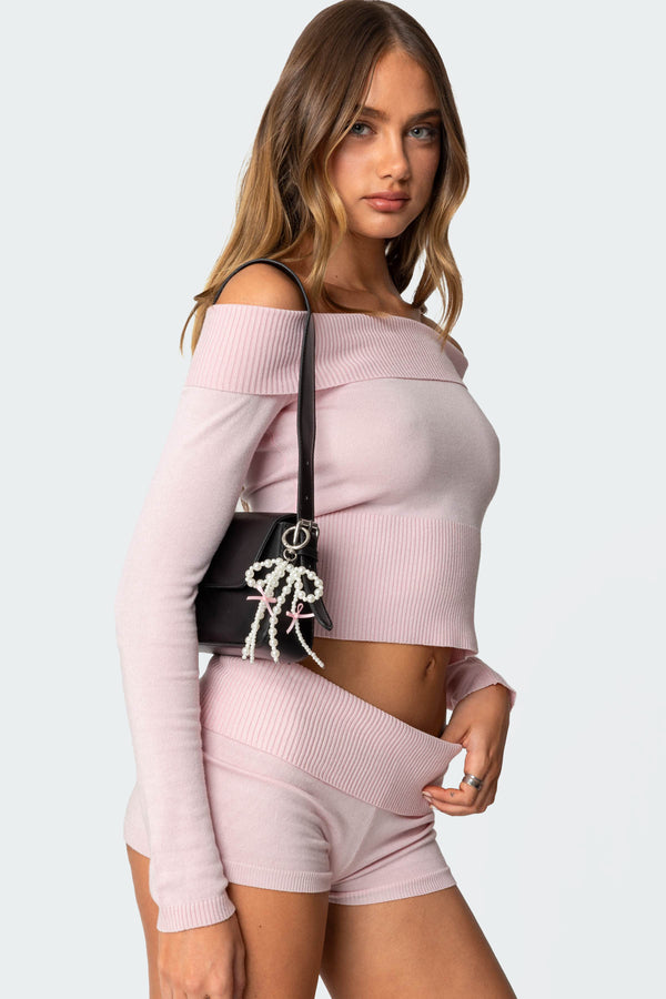 Edikted Pearly Bow Bag Charm White