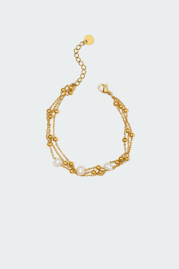Edikted Pearly Layered Bracelet Gold