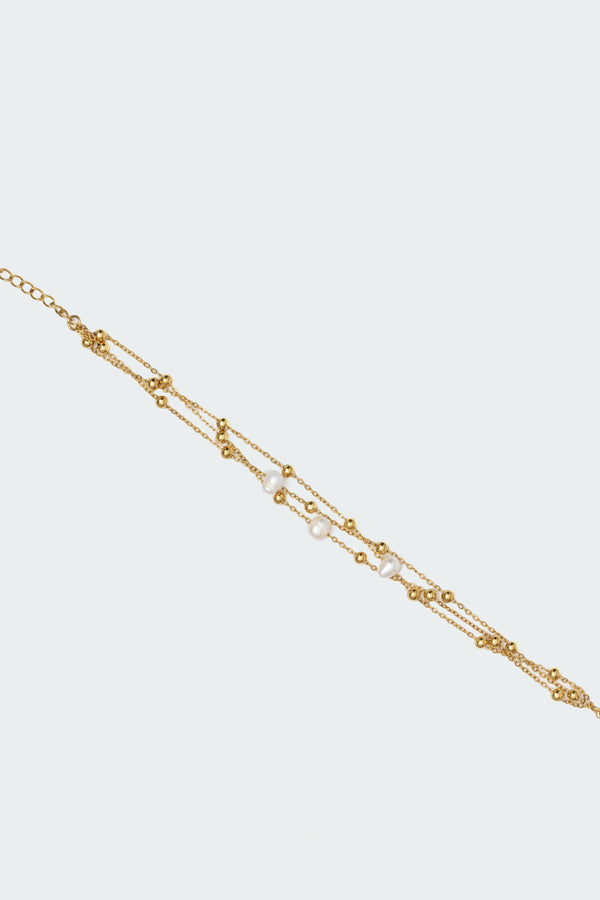 Edikted Pearly Layered Bracelet Gold
