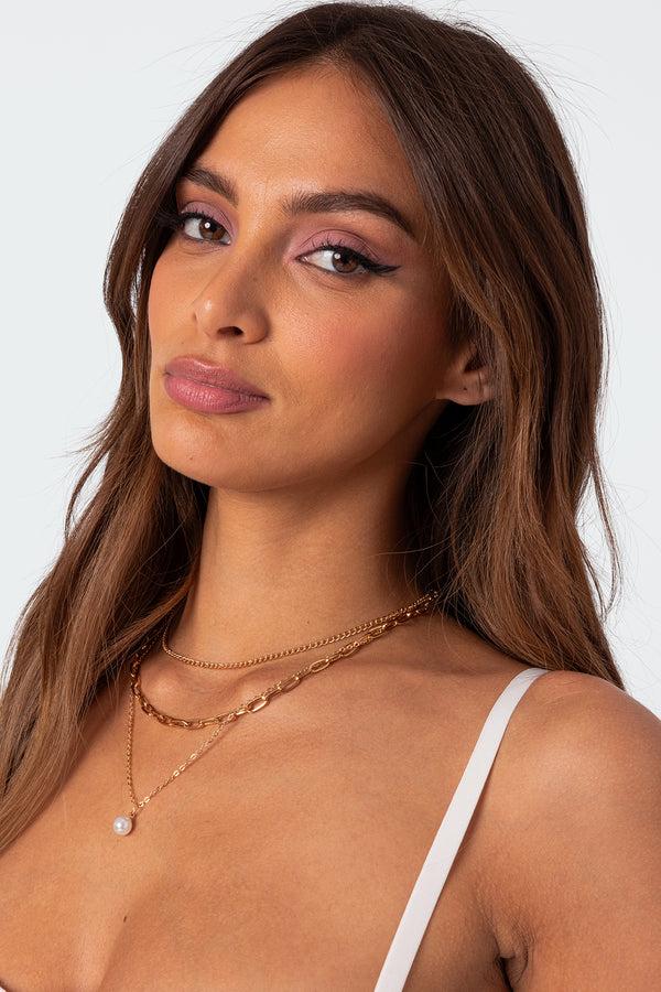 edikted Pearly Necklace Set gold