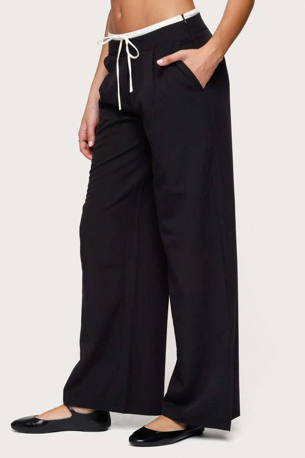 Edikted Peekaboo Drawstring Pants Black