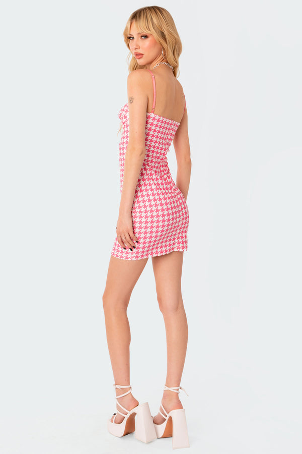 Edikted Pepita Mini Dress Pink