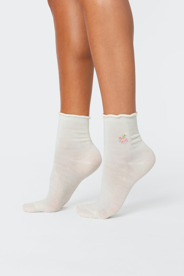 edikted Petal Princess Socks cream
