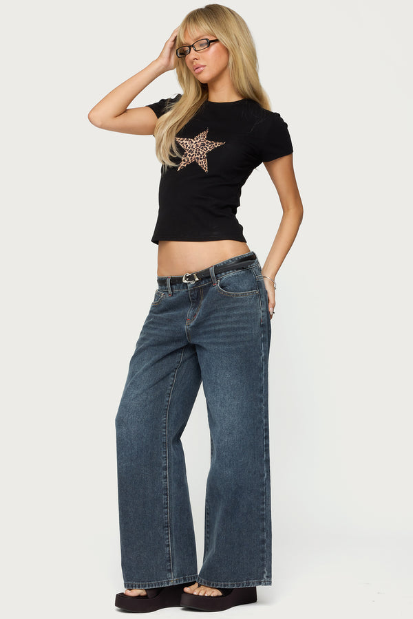 Edikted Petite Ace Relaxed Jeans Dark Blue