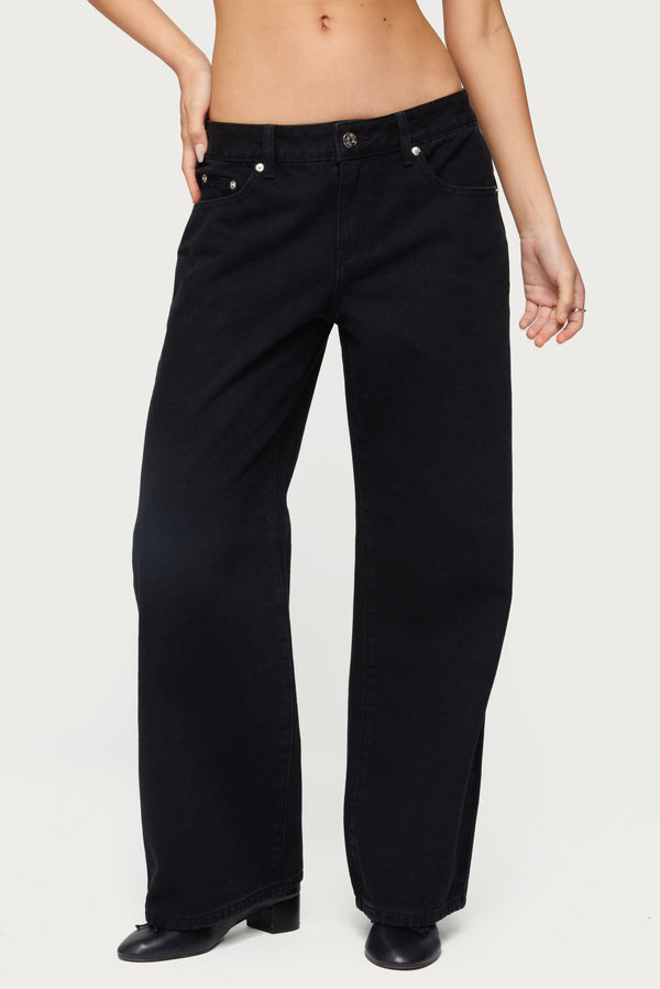 Edikted Petite Daytime Low Rise Jeans Black