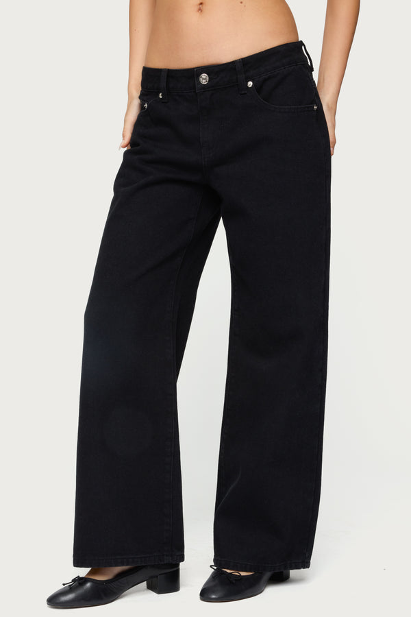 Edikted Petite Daytime Low Rise Jeans Black
