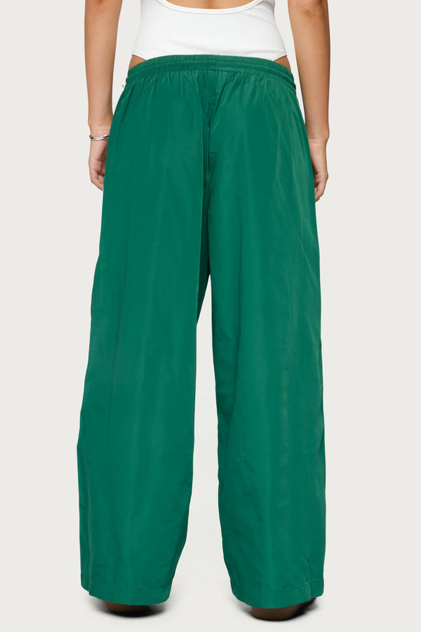 Edikted Petite Fauna Nylon Track Pants Green