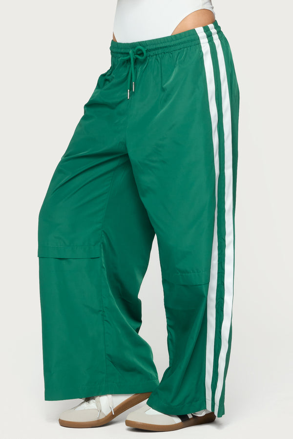 Edikted Petite Fauna Nylon Track Pants Green