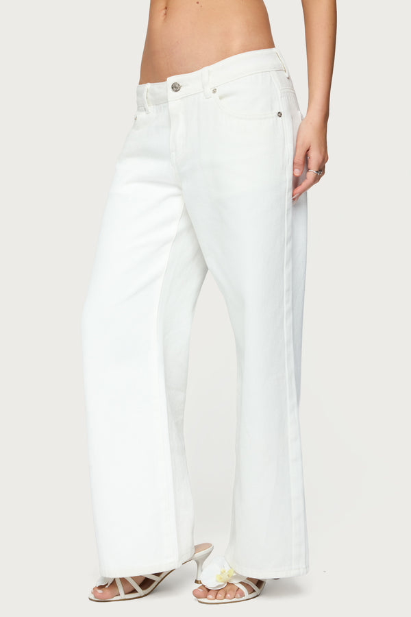Edikted Petite Roman Low Rise Slouchy Jeans White