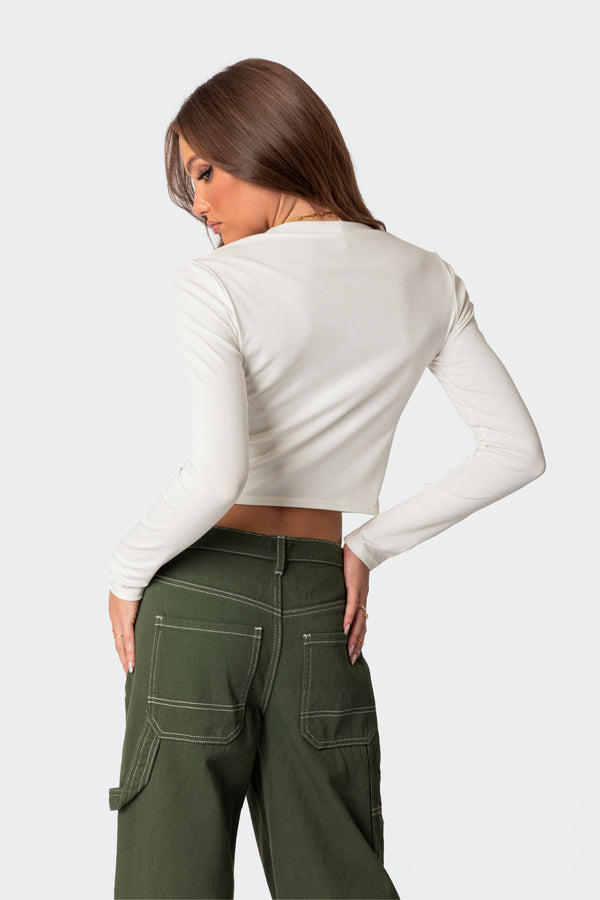 Edikted Phillipa Long Sleeve T Shirt White