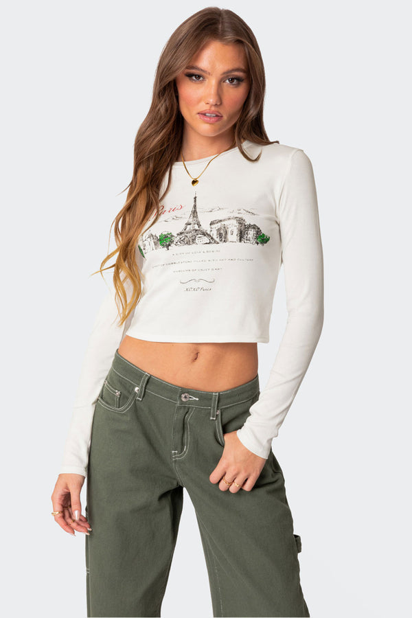 edikted Phillipa Long Sleeve T Shirt white