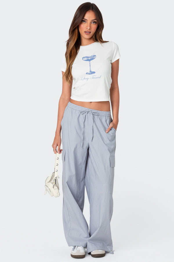 edikted Phoenix Linen Look Cargo Pants gray