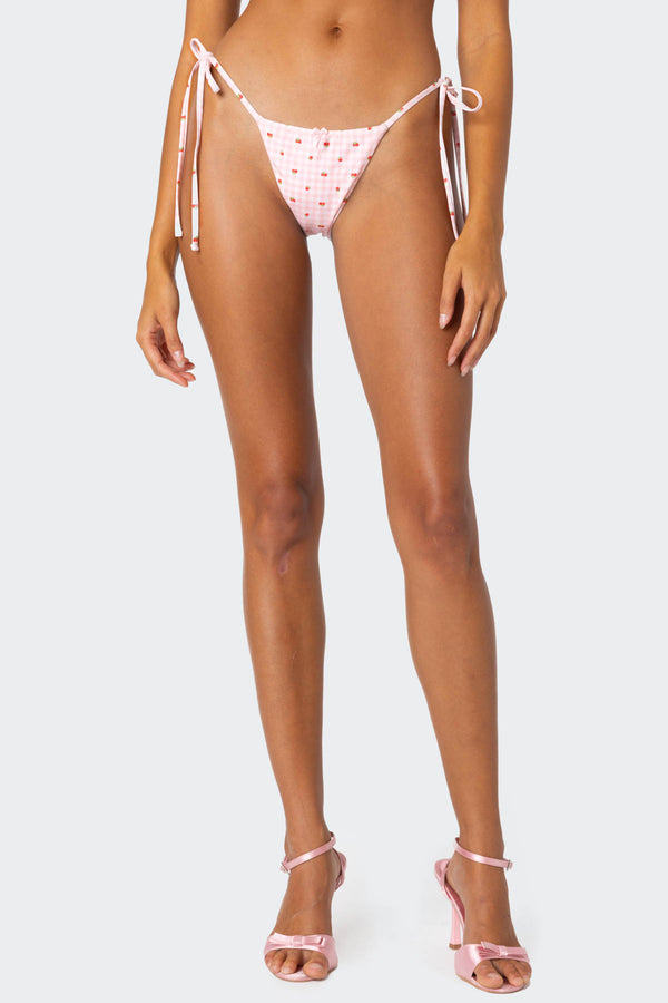 Edikted Picnic String Bikini Bottom Pink
