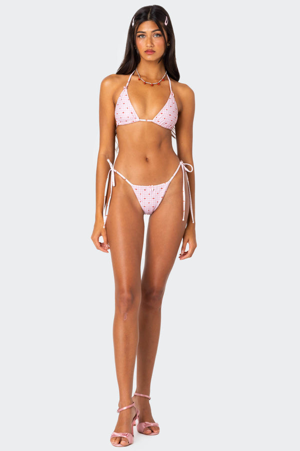 Edikted Picnic String Bikini Bottom Pink