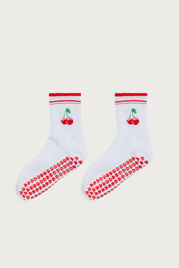 Edikted Pilates Cherry Socks White