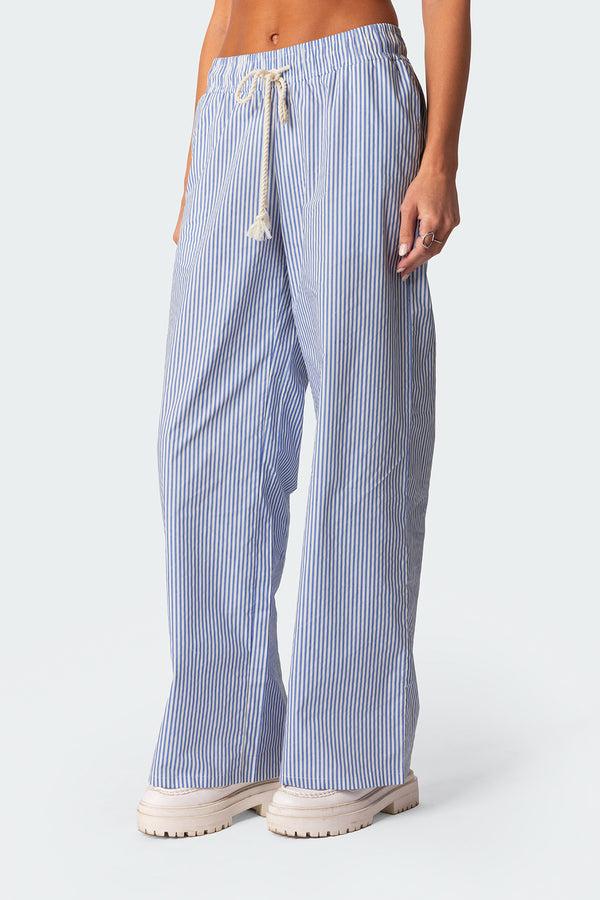 Edikted Pinstripe Pants Blue