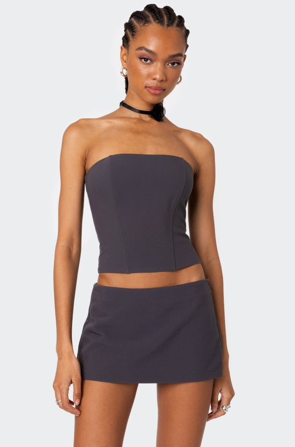 edikted Piper Strapless Corset dark gray