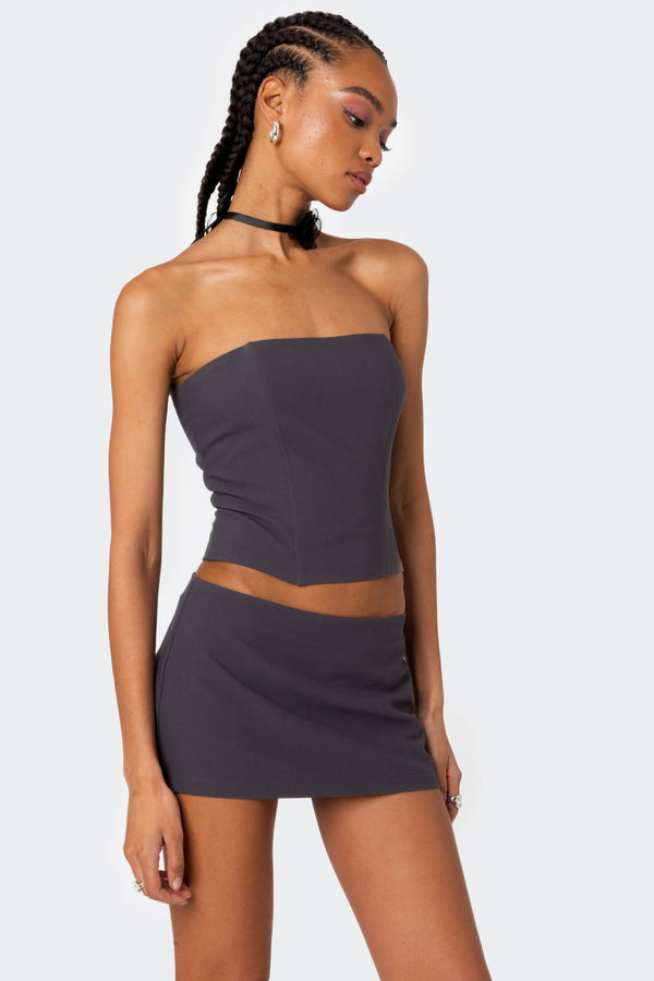 Edikted Piper Strapless Corset Dark Gray
