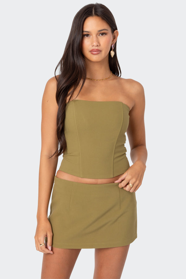 edikted Piper Strapless Corset green