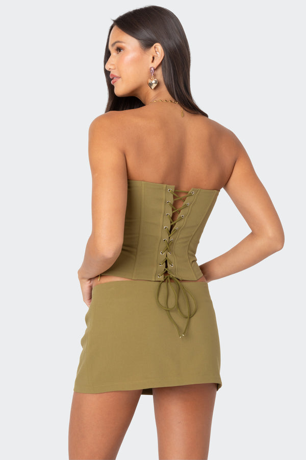 Edikted Piper Strapless Corset Green