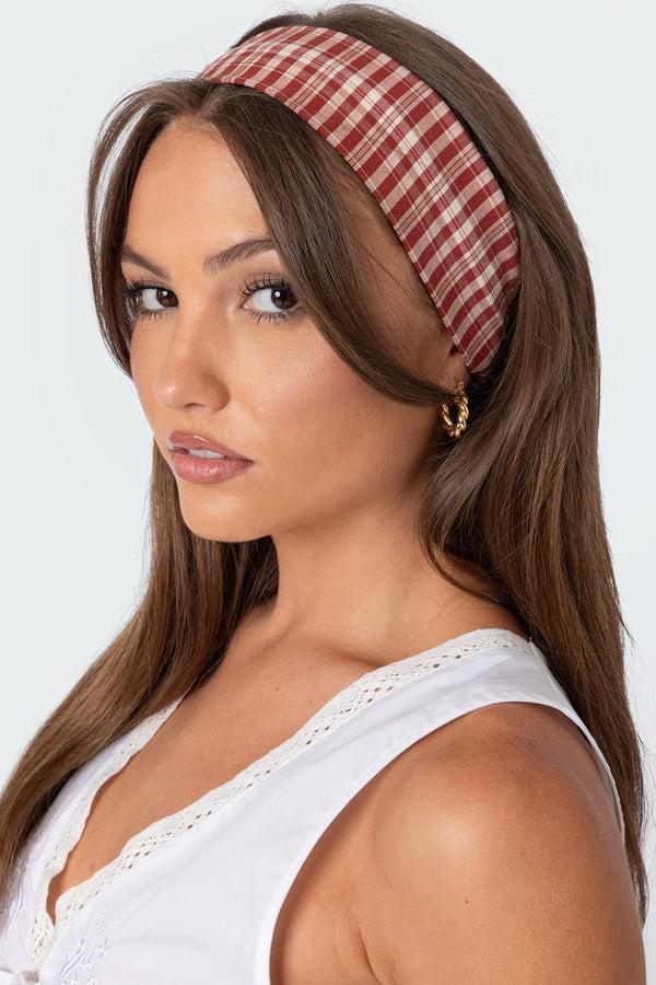 edikted Plaid Headband red