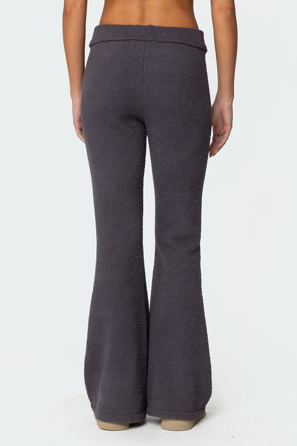 Edikted Plush Flared Pants Dark Gray
