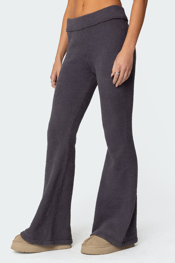 Edikted Plush Flared Pants Dark Gray