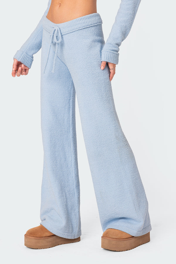 Edikted Plush Super Soft Knit Pants Light-blue