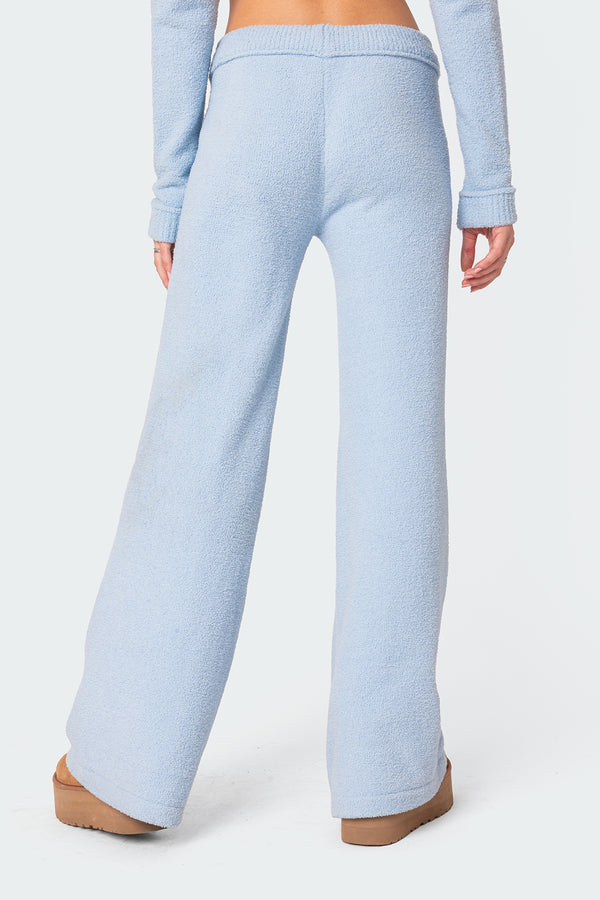 Edikted Plush Super Soft Knit Pants Light-blue