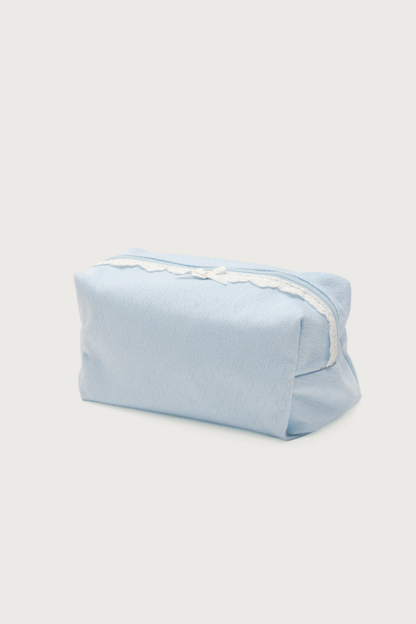 Edikted Pointelle Makeup Pouch Bag Blue