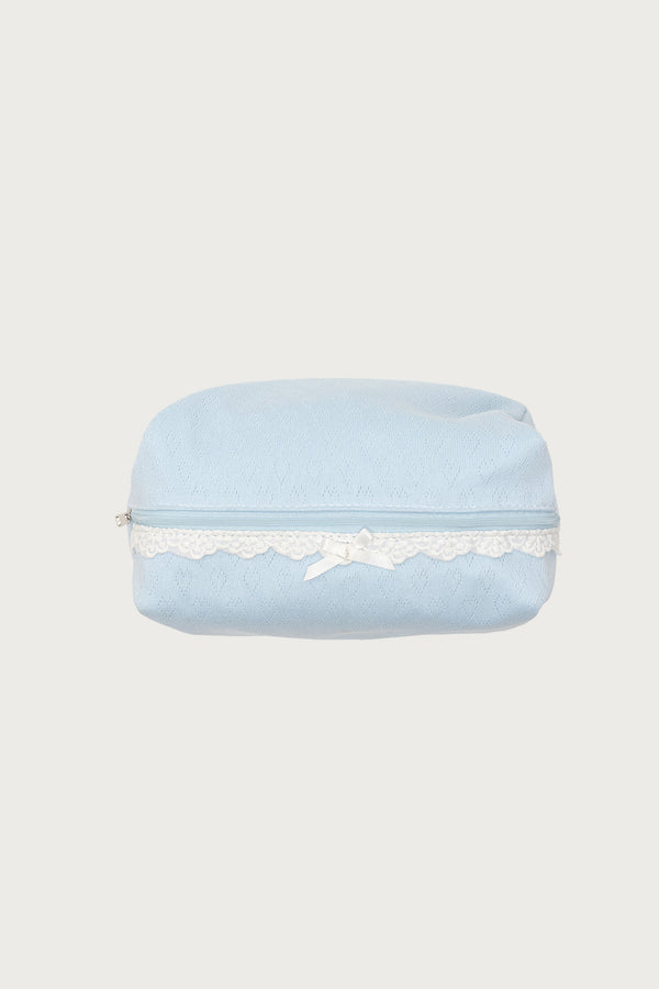 Edikted Pointelle Makeup Pouch Bag Blue