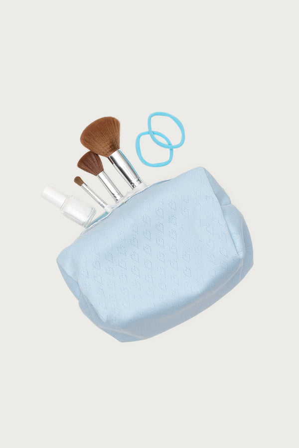 Edikted Pointelle Makeup Pouch Bag Blue